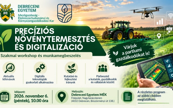 Precíziós növénytermesztés és digitalizáció – szakmai workshopra várják a partiumi gazdálkodókat Debrecenben