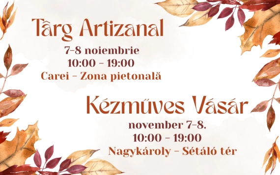 Ismét kézműves vásár várja az érdeklődőket Nagykárolyban november 7–8-án
